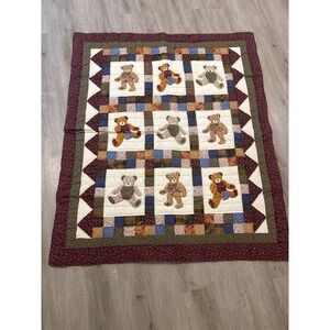 Vintage sunham home fashions teddy bear quilt 50" x 60"